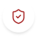 Red shield icon with a checkmark, symbolizing security or protection.